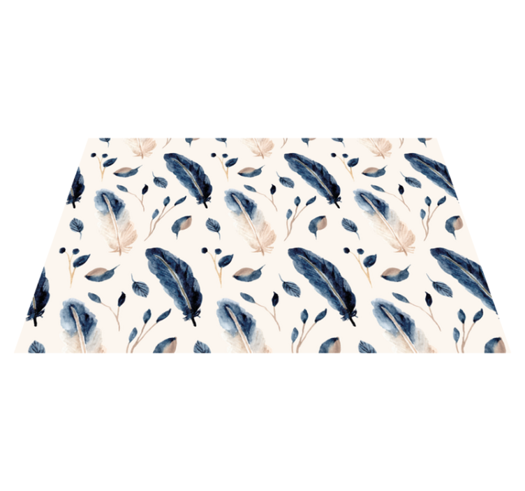 Flower vinyl rug with floating leaves and feathers - TenStickers