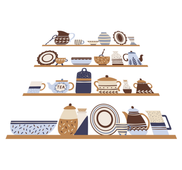 Kitchen vinyl rug with dishware storage - TenStickers