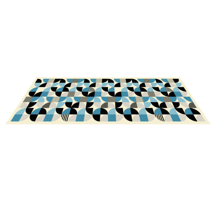 Dining room vinyl rug in retro blue bauhaus pattern - TenStickers