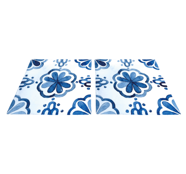 Dining room vinyl rug floral cement tile design - TenStickers