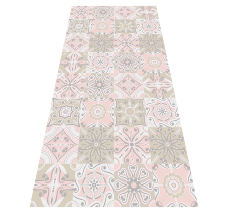Kitchen vinyl rug in pink and grey tile - TenStickers