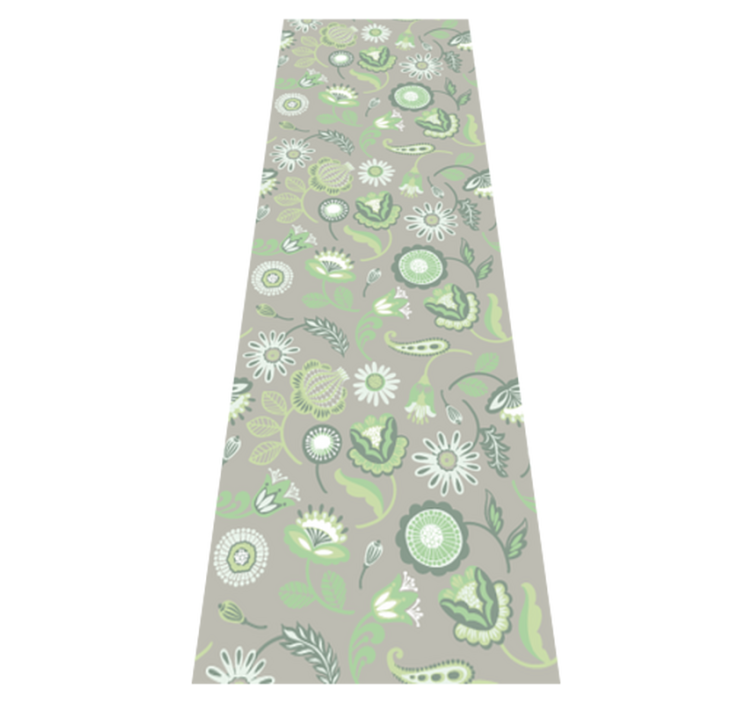 Kitchen vinyl rug with delicate green floral design - TenStickers