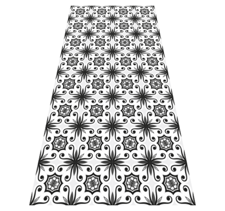 Kitchen vinyl rug in vintage black tile design - TenStickers