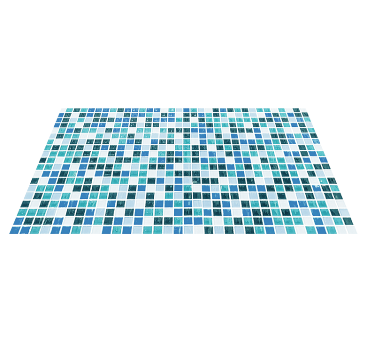 Bathroom vinyl rug blue tile mosaic - TenStickers