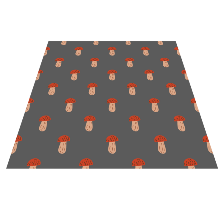 Flower vinyl rug with classic mushrooms gray background - TenStickers