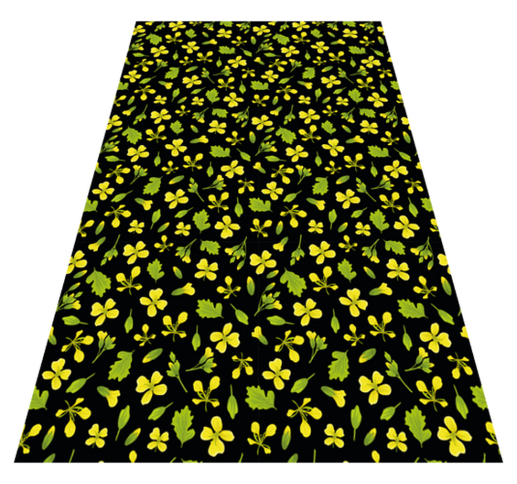 Flower vinyl rug black background with yellow flowers - TenStickers