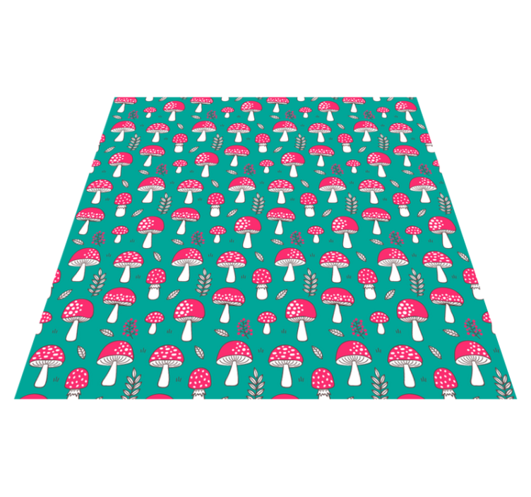 Flower vinyl rug with classic mushrooms on turquoise - TenStickers