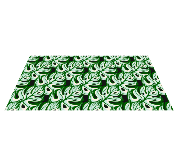 Flower vinyl rug in bold black and green florals - TenStickers