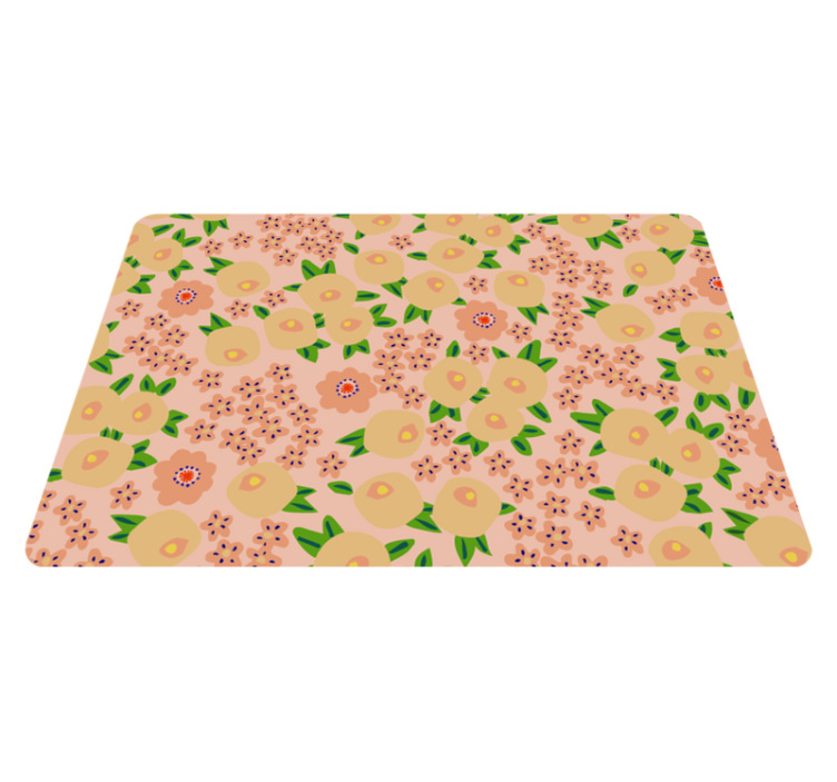 Flower vinyl rug with original floral pattern in peach tones - TenStickers