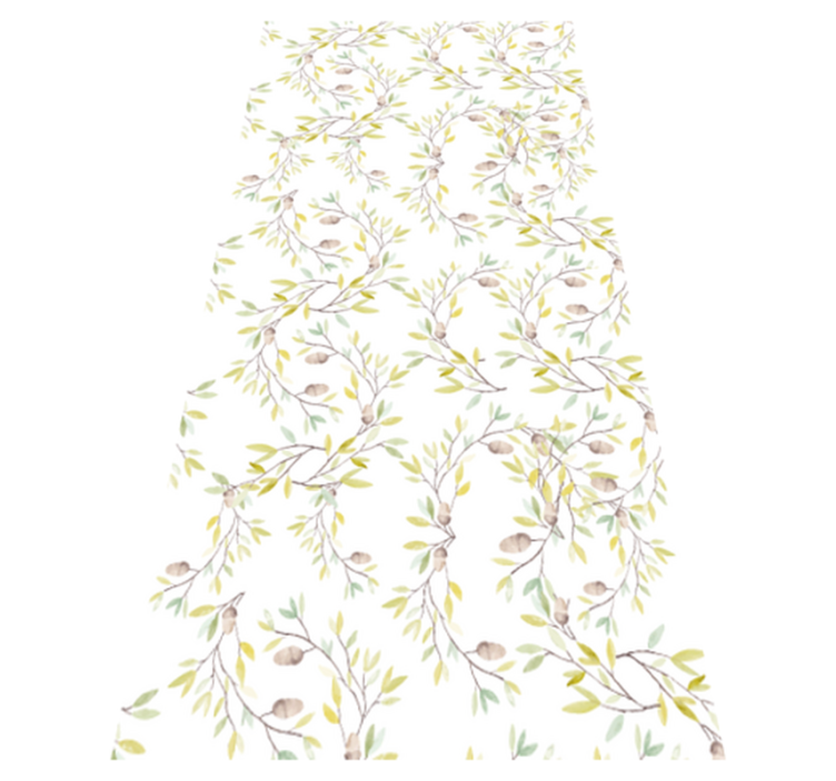 Flower vinyl rug original watercolor green leaves pattern - TenStickers