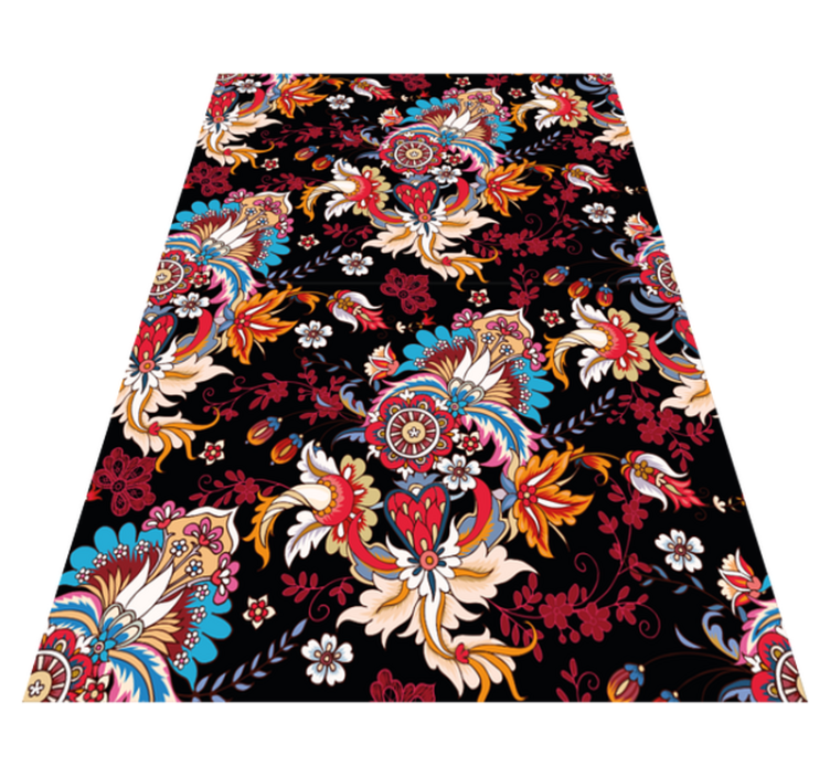 Colorful modern ethnic folk art flower vinyl rug - TenStickers