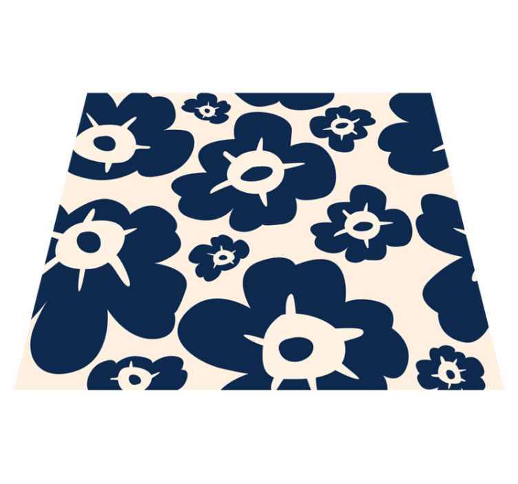 Flower vinyl rug in dark blue poppy design - TenStickers