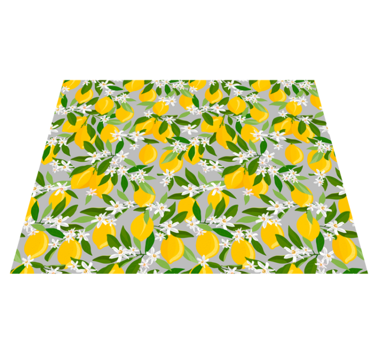 Lemon flower pattern flower vinyl rug - TenStickers