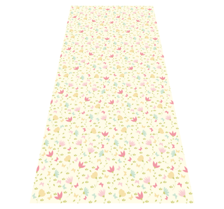 Flower vinyl rug with blossoms and butterflies - TenStickers