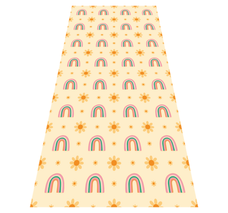Flower vinyl rug floral and rainbow design - TenStickers