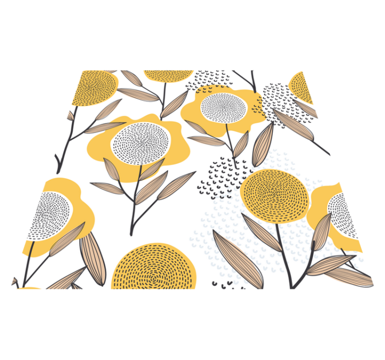 Yellow abstract floral pattern flower vinyl rug - TenStickers