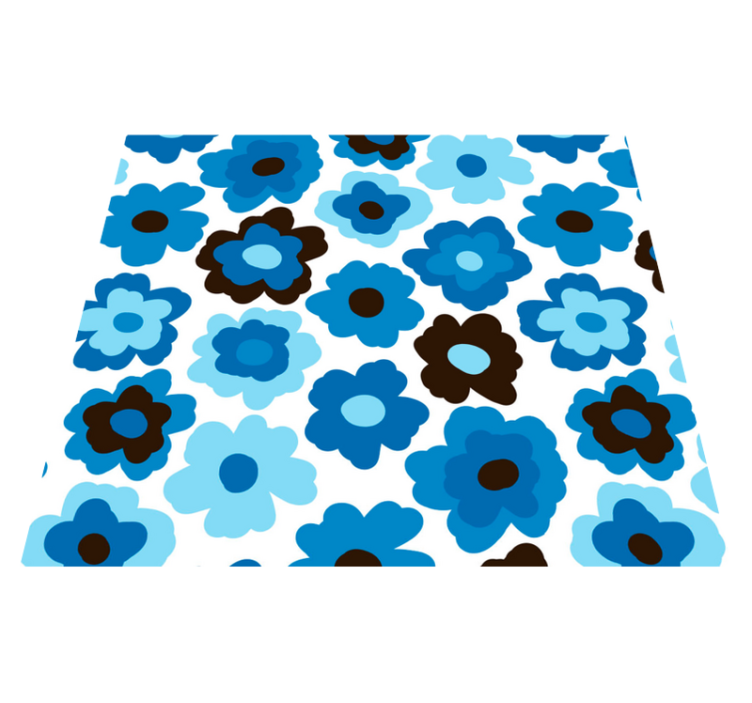 Flower vinyl rug blue poppy - TenStickers