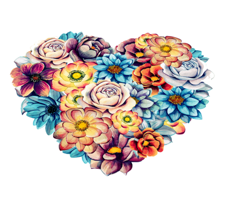 Flower vinyl rug heart floral design - TenStickers