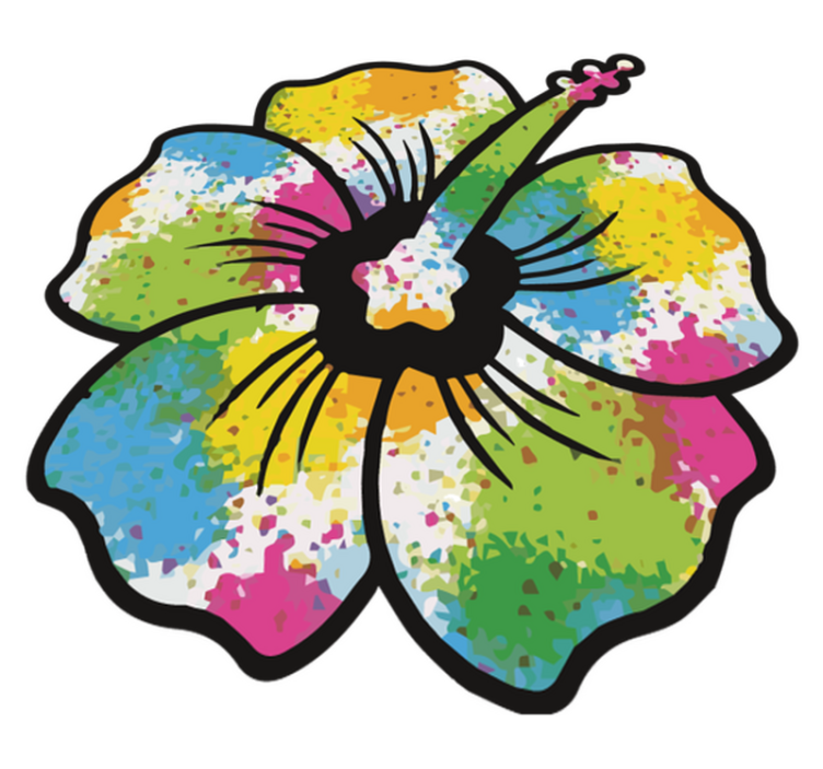 Flower vinyl rug colorful hibiscus blossom - TenStickers