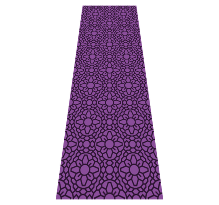 Geometric vinyl rug with purple circular flowers - TenStickers
