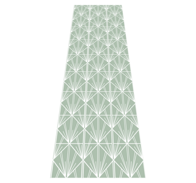 Geometric vinyl rug in modern green and white design - TenStickers