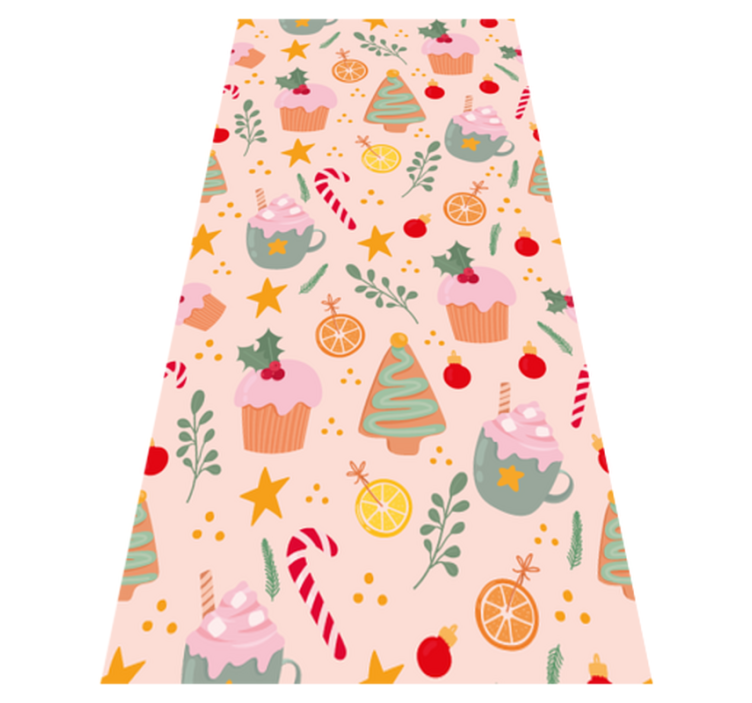 Christmas vinyl rug candy canes and christmas trees - TenStickers