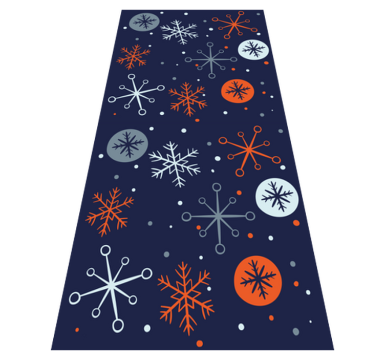 Christmas vinyl rug in blue and orange snowflakes - TenStickers