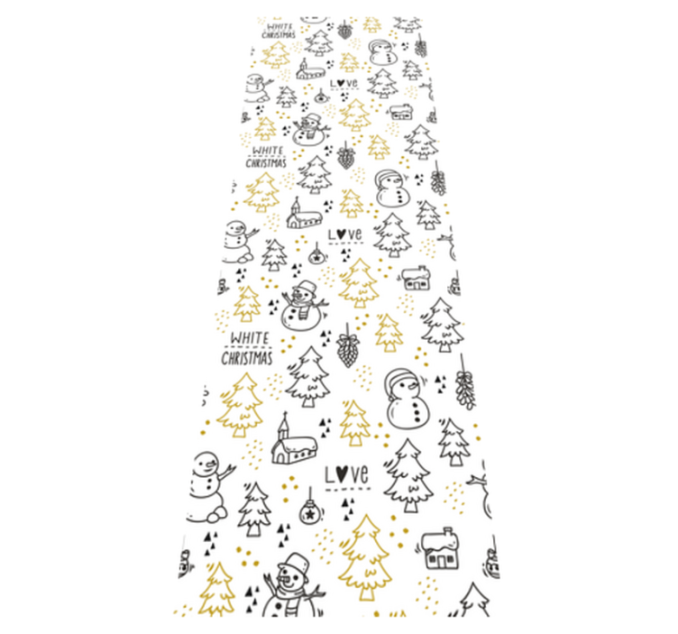 Christmas vinyl rug with black and gold doodles - TenStickers