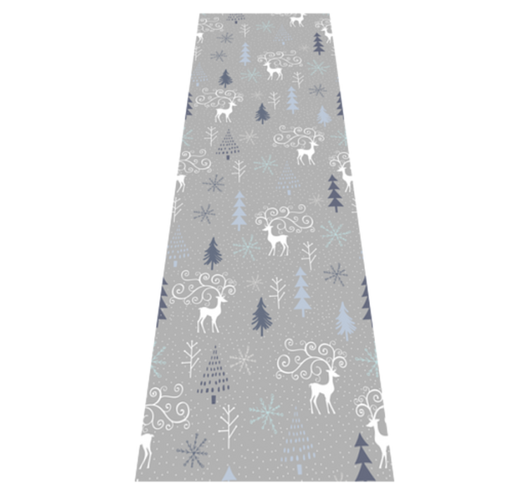 Christmas vinyl rug with white reindeer and trees pattern - TenStickers