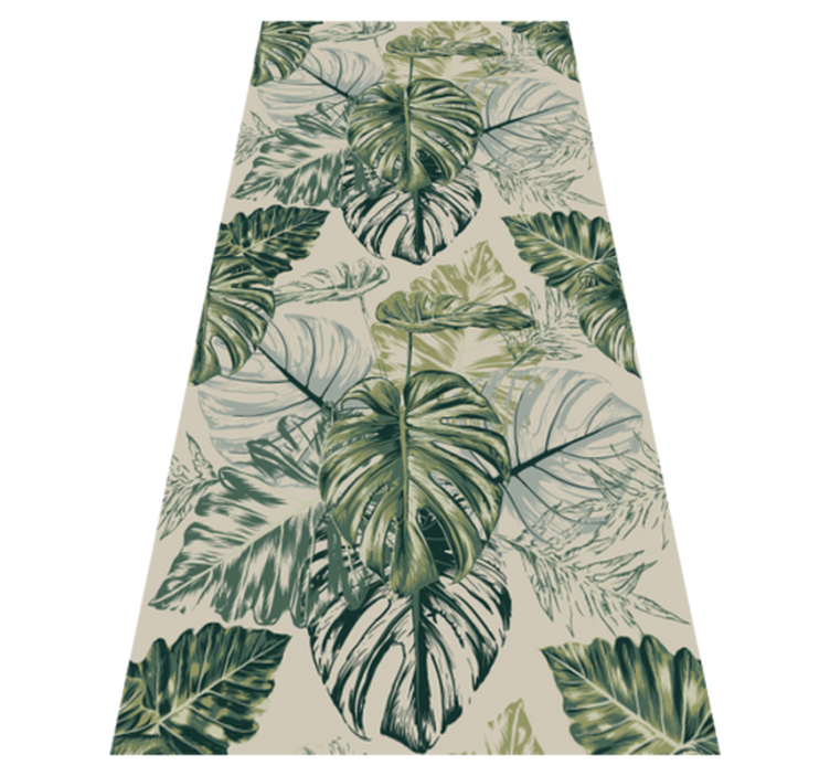 Bedroom vinyl rug in faded beige monstera shapes - TenStickers