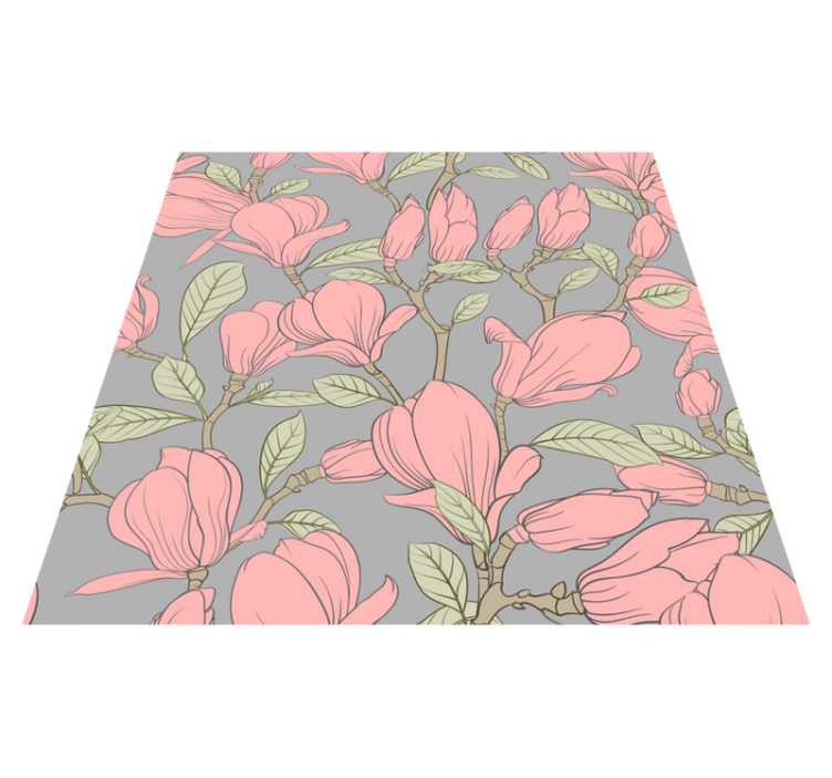 Bedroom vinyl rug with pink flowers and leaves - TenStickers