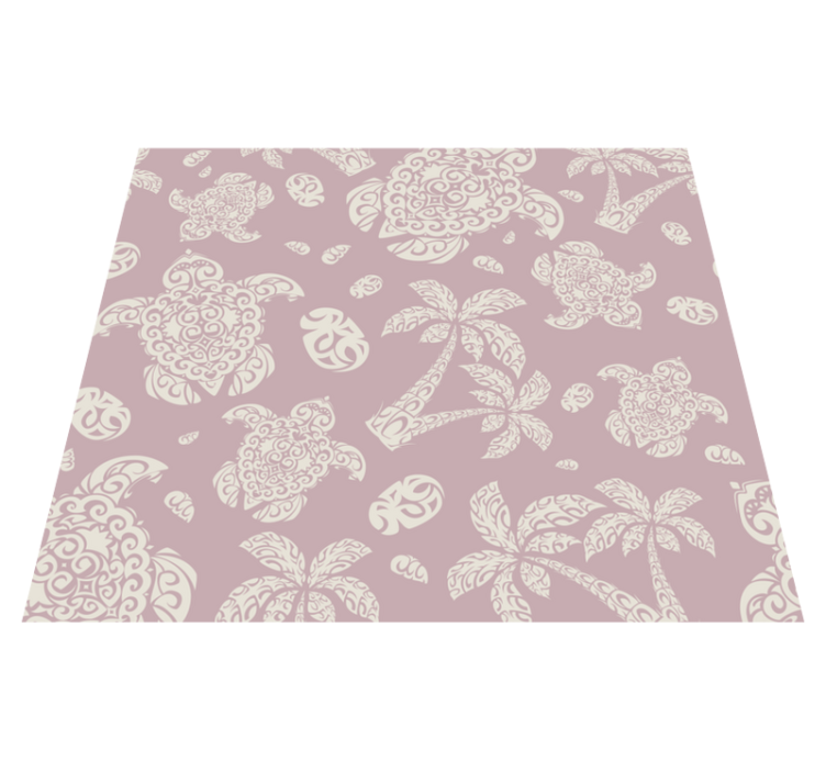 Bedroom vinyl rug hawaiian turtle and palm design - TenStickers