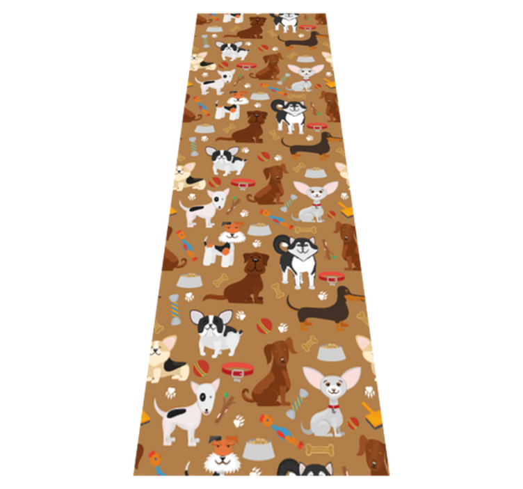 Bedroom vinyl rug featuring various cute dog designs - TenStickers
