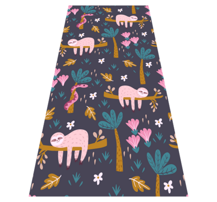 Bedroom vinyl rug featuring sloths and leaves - TenStickers
