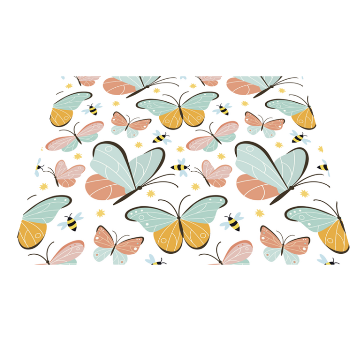 Bedroom vinyl rug with butterflies and bees - TenStickers
