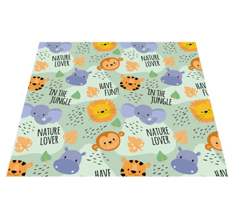 Vinyl rug featuring green jungle animals - TenStickers