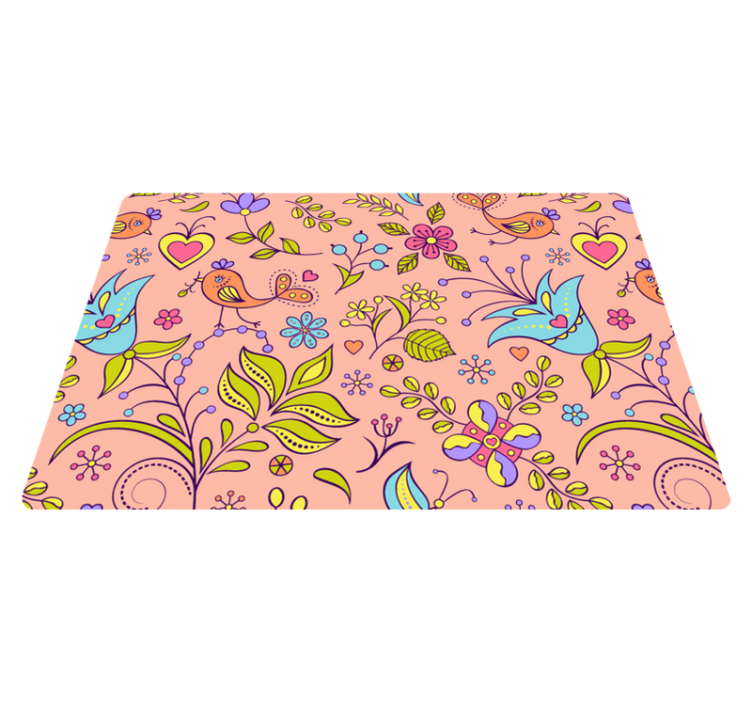 Nature vinyl rug with floral design and wildlife - TenStickers