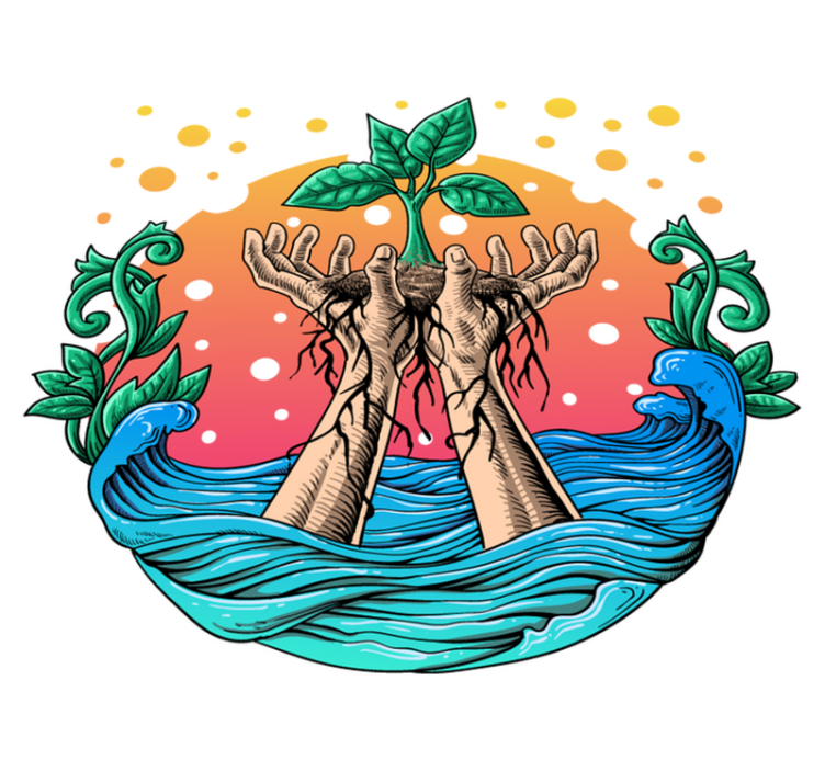 Nature vinyl rug hands nurturing nature - TenStickers