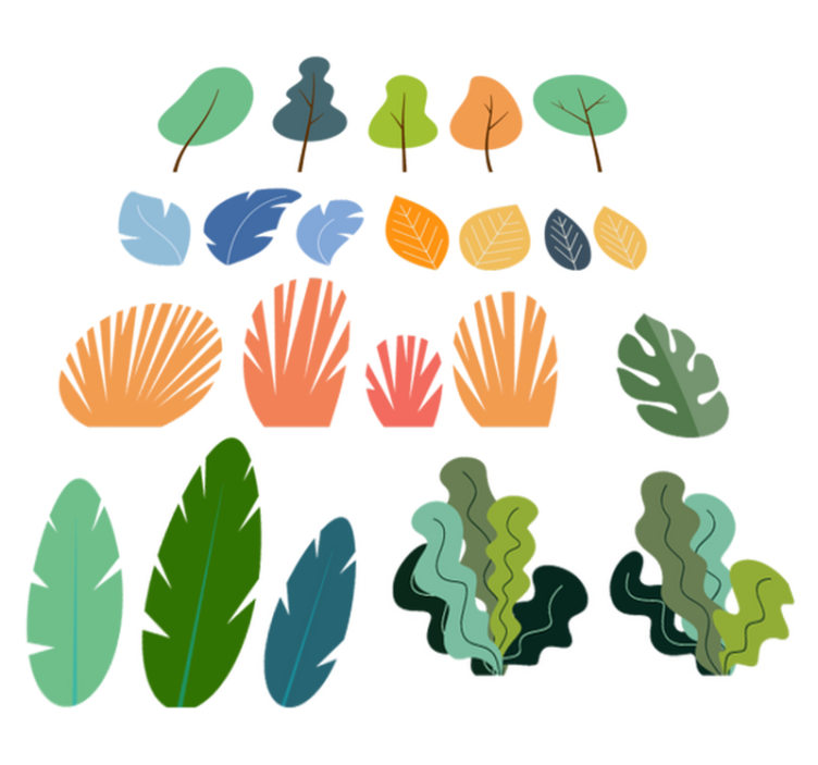 Flower vinyl rug with tropical plant leaves design - TenStickers