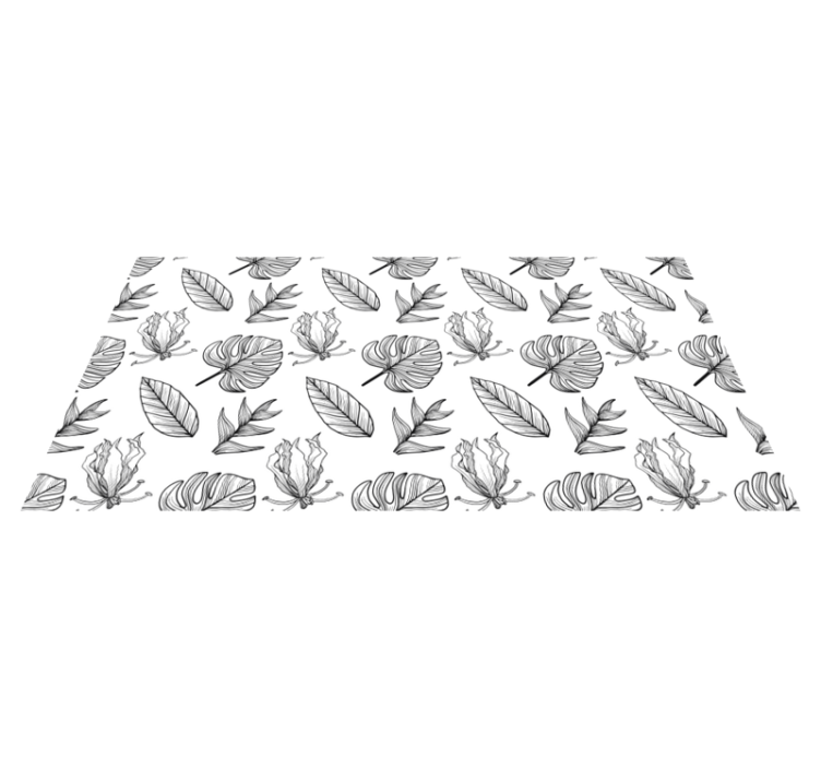 Flower vinyl rug in solid tropical leaves - TenStickers