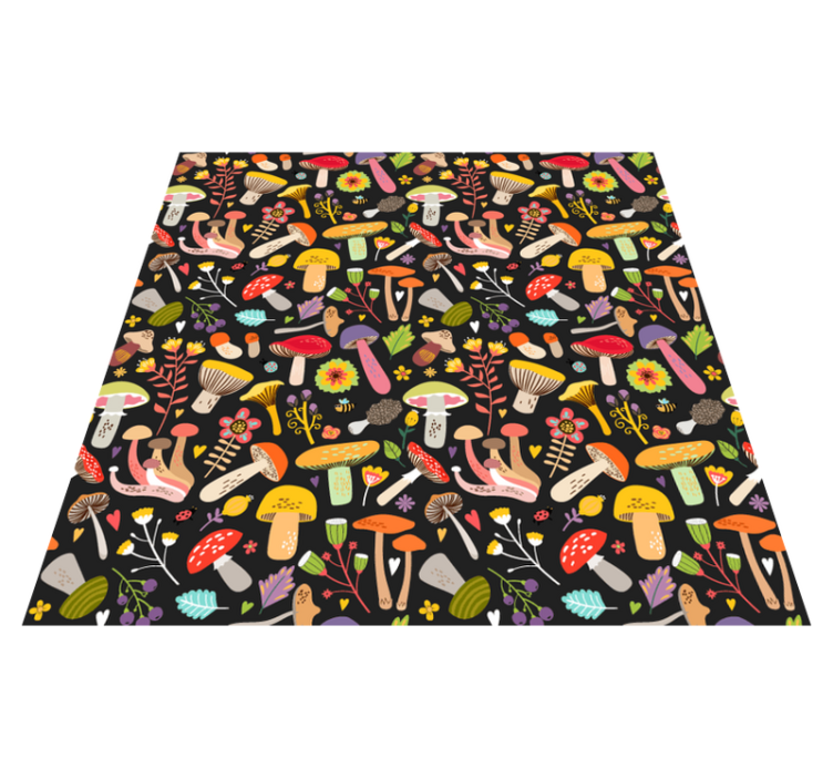 Flower vinyl rug with autumn mushrooms design - TenStickers