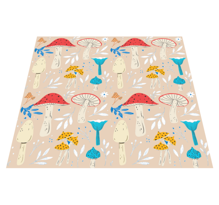 Flower vinyl rug with classic beige mushroom design - TenStickers