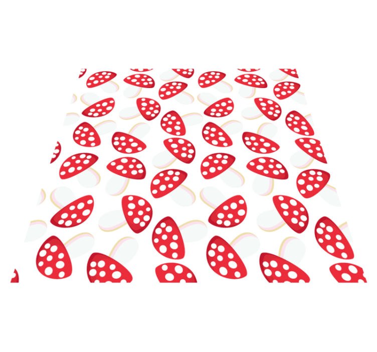 Flower vinyl rug with classical mushrooms on white - TenStickers