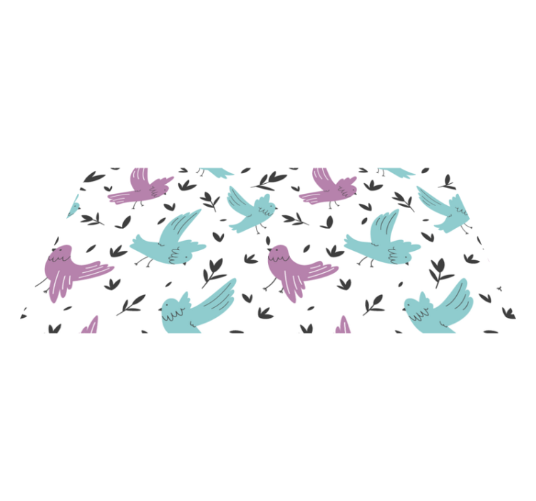 Flower vinyl rug with blue and purple birds design - TenStickers