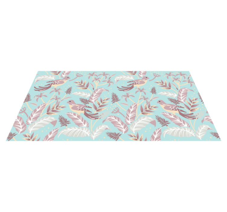 Flower vinyl rug in blue and pink floral design - TenStickers