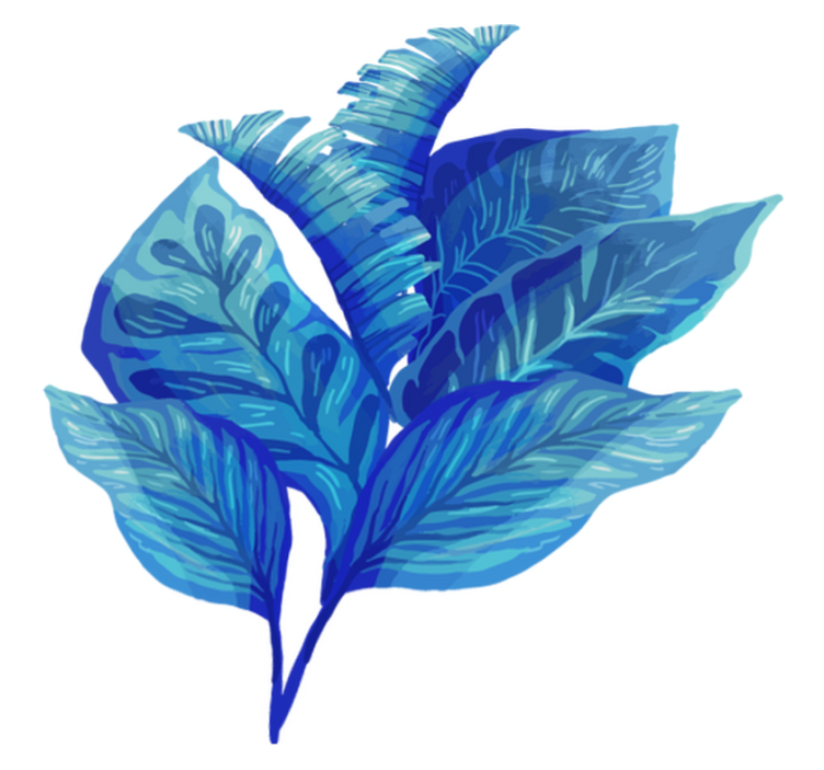 Flower vinyl rug blue leaf arrangement - TenStickers