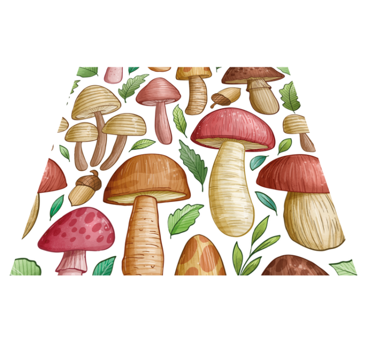Flower vinyl rug with colorful mushroom design - TenStickers