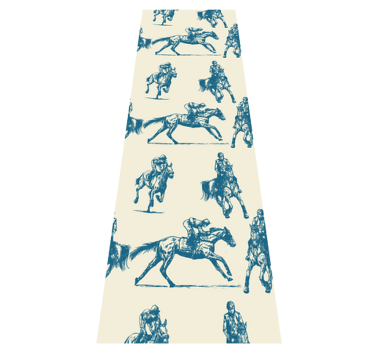 Bedroom vinyl rug with blue and beige horse pattern - TenStickers