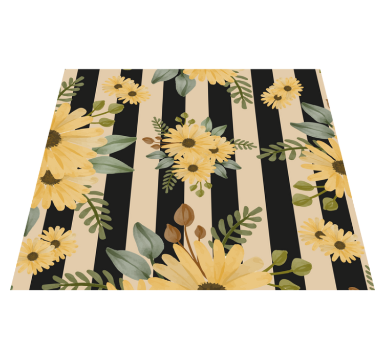 Bedroom vinyl rug with autumn sunflowers on stripes - TenStickers