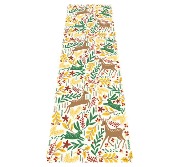 Bedroom vinyl rug with gray deer pattern and yellow flowers - TenStickers